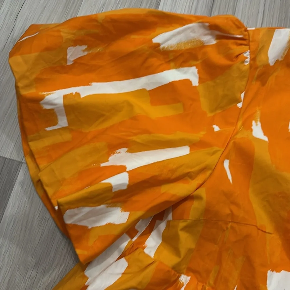 Peach Love‎ Tiered V Neck Orange White Dress Size L NWOT